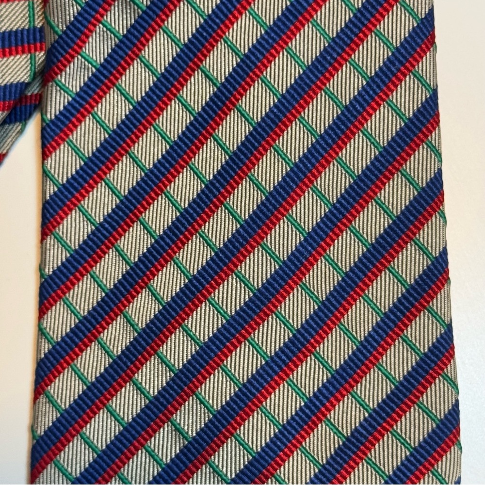 Turnbull & Asser Red and Blue Striped Silk Tie